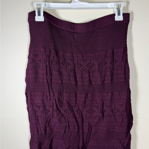 White House Black Market Plum Crochet Pencil Skirt - Picture 2 of 6